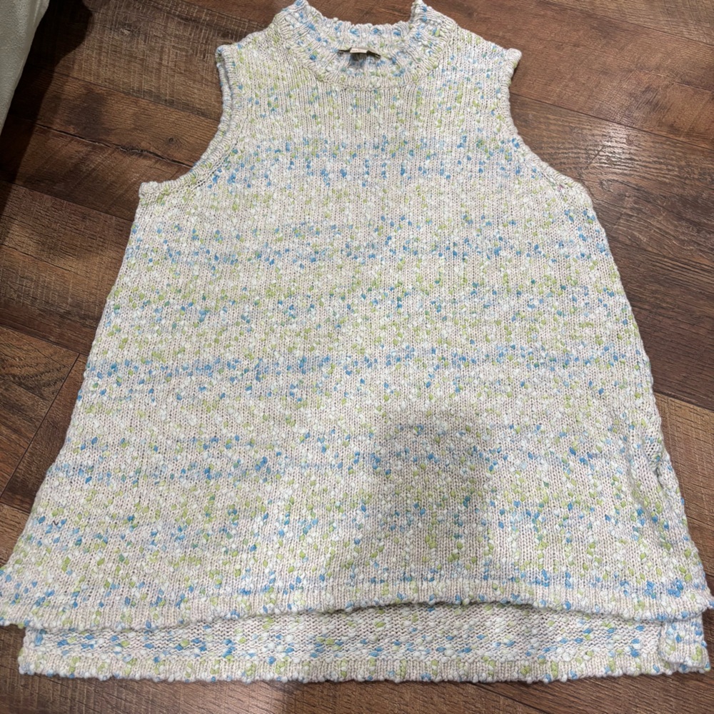 Appleseeds Knitted Oversized Sweater Tank Top with Side Slits